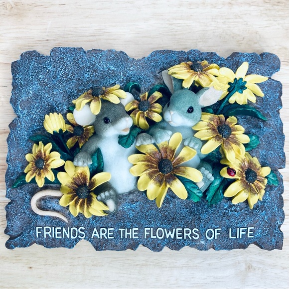 Charming Tails Spring Garden Friendship Plaque 5x7 Fitz and Floyd Sunflowers - Picture 6 of 6